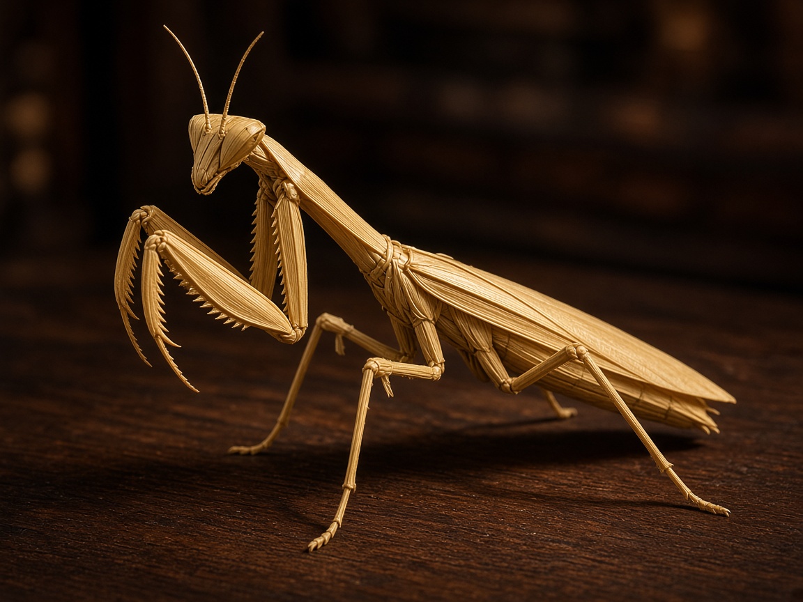 Palm leaf woven praying mantis